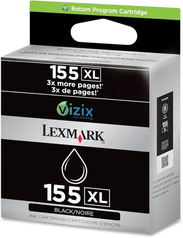 New, Pre-Owned - Lexmark 155XL High Yield Ink Cartridge, 14N1619