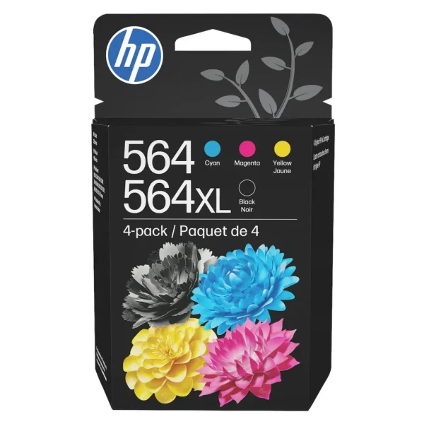 New, Pre-Owned - HP 564XL Black 564 Cyan, Magenta, Yellow ink cartridges-4 Pack