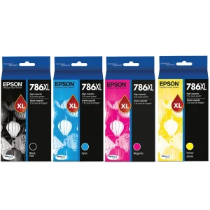 New, Pre-Owned - Epson 786XL High Yield Black,Cyan, Magenta, Yellow Ink Cartridge, T786XL120- 4 Pack