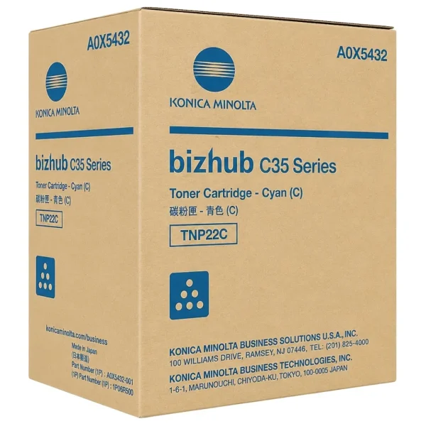 New, Pre-Owned - Konica Minolta TNP22C Standard Yield Cyan Toner Cartridge,A0X5432