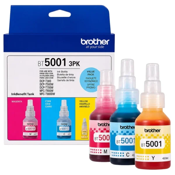 New, Pre-Owned - Brother BT5001 High Yield Tri-Colour ink bottle-3 Pack