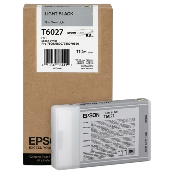 New, Pre-Owned - Epson T6027 Standard Yield Light Black Ink Cartridge, T602700