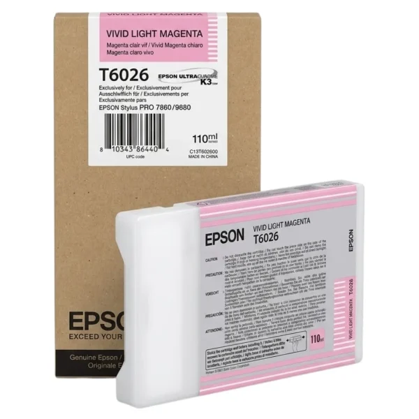 New, Pre-Owned - Epson T6026 Standard Yield Vivid Light Magenta Ink Cartridge, C13T602600