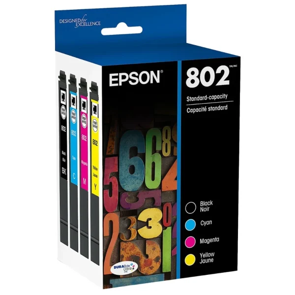New, Pre-Owned - Epson T802 Standard Yield Multi-Color (4-Pack) Ink Cartridge, T802120-BCS