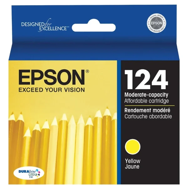 New, Pre-Owned - Epson T124 Standard Yield Yellow Ink Cartridge, T124420