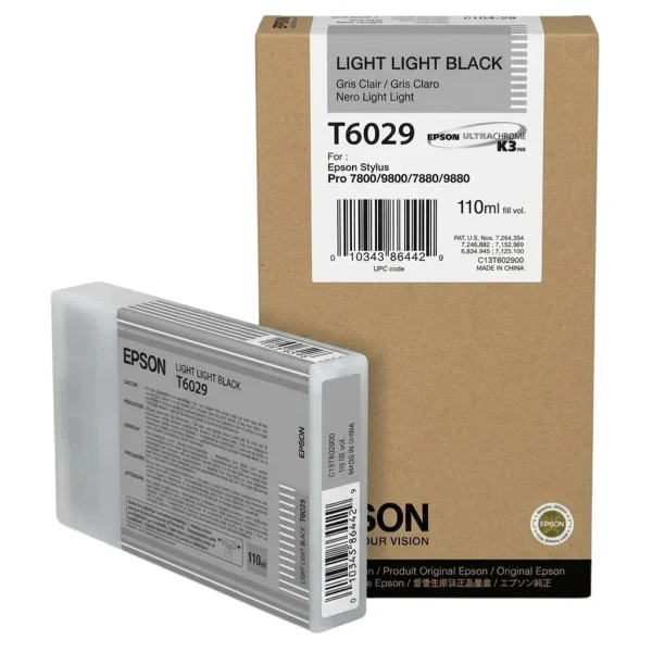 New, Pre-Owned - Epson T6029 Standard Yield 110ml Light Light Black Ink Cartridge, C13T602900