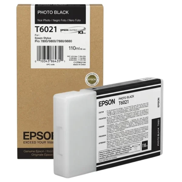 New, Pre-Owned - Epson T6021 Standard Yield 110ml Photo Black Ink Cartridge, C13T602100