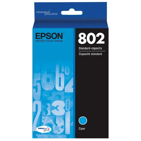 New, Pre-Owned - Epson T802 Standard Yield Cyan Ink Cartridge,T802220-S
