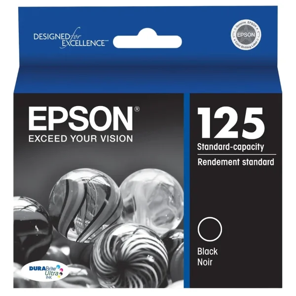 New, Pre-Owned - Epson T125 Standard Yield Black Ink Cartridge, T125120