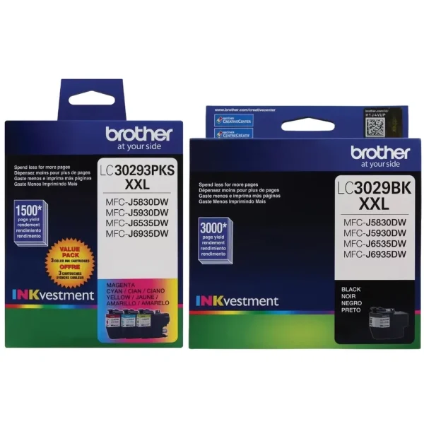New, Pre-Owned - Brother LC3029XXL Extra High Yield Black, Cyan, Magenta, Yellow Ink Cartridges, Pack Of 4