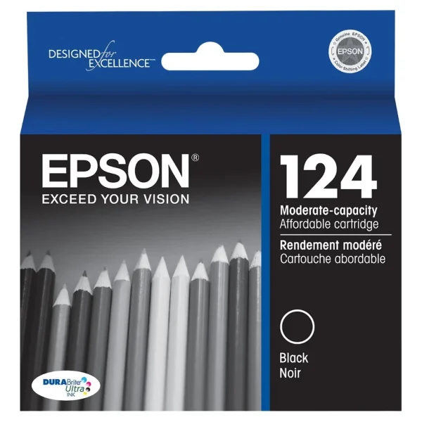 New, Pre-Owned - Epson T124 Standard Yield Black Ink Cartridge, T124120