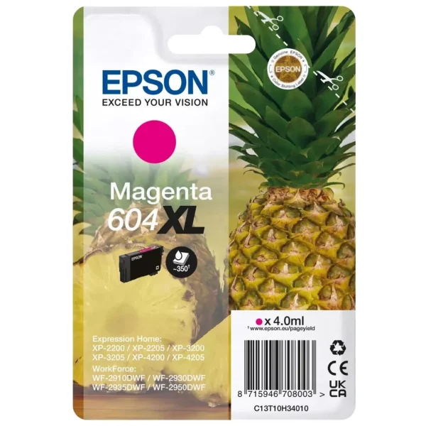 New, Pre-Owned - Epson 604XL High Yield Magenta Ink Cartridge, C13T10H34010
