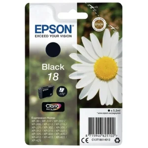 New, Pre-Owned - Epson 18 Standard Yield Black Ink Cartridge, C13T18014012