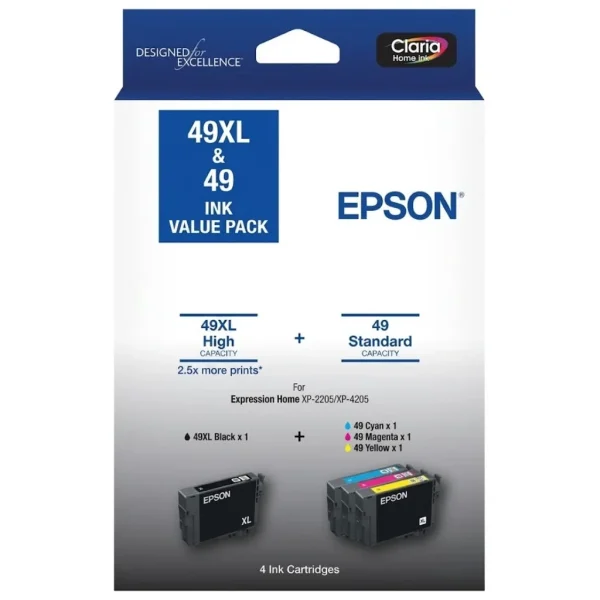 New, Pre-Owned - Epson 49XL Black & 49 Color Ink Cartridge, C13T10F996