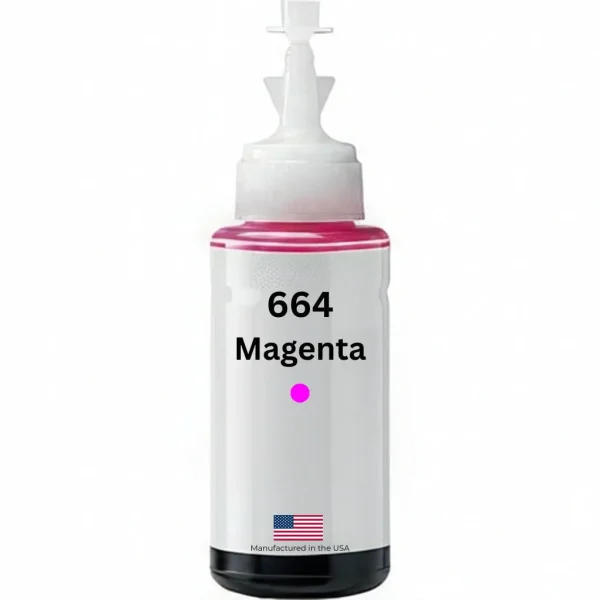 US Remanufactured for Epson 664 (T664320-S) 70ml Magenta High Yield Ink Bottle Made in the USA, T664320-S