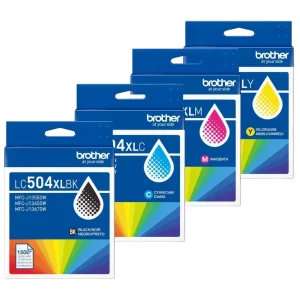 New, Pre-Owned - Brother LC504XL High Yield Multi-Color (BCMY) Ink Cartridge, 4-Pack