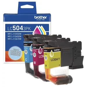 New, Pre-Owned - Brother LC504 Standard Yield Multi-Color (CMY) Ink Cartridge,3-Pack
