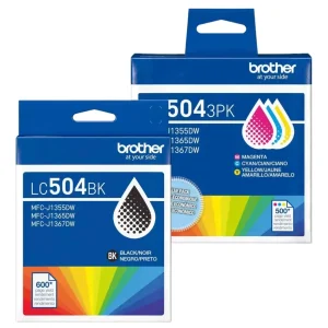 New, Pre-Owned - Brother LC504 Standard Yield Multi-Color (BCMY) Ink Cartridge, 4-Pack