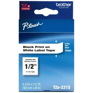 New, Pre-owned, Brother P-Touch TZe-231S Economy Label Tape, Standard Laminated P-Touch Tape, Black on White