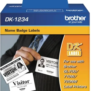 New, Pre-owned, Brother DK-1234 Die-Cut Adhesive Badge White Paper Labels for QL Label Printers