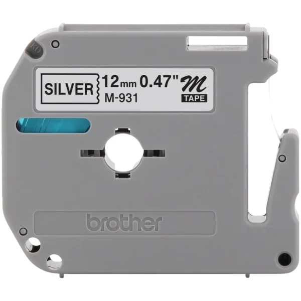 New, Pre-owned, Genuine Brother P-Touch M-931 Tape, 1/2" (0.47") Wide Standard Non-Laminated Tape, Black on Silver, 0...