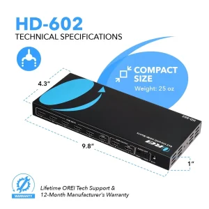 Ultra HD 6x2 HDMI Matrix Switch with ARC Support (HD-602) - view 8