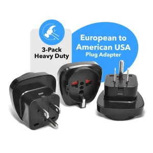 OREI GP-95 Schuko European to USA Grounded Plug Adapter - 3 Pack - view 2