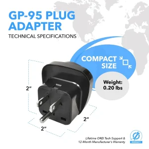 OREI GP-95 Schuko European to USA Grounded Plug Adapter - 3 Pack - view 5
