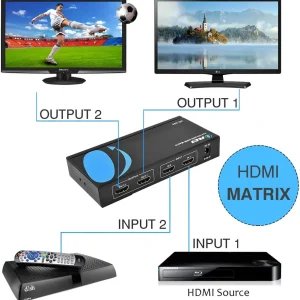 OREI HD-202 2x2 HDMI 1.4V Matrix Switch/Splitter (2-input, 2-output) with Remote Control Supports PI - view 4