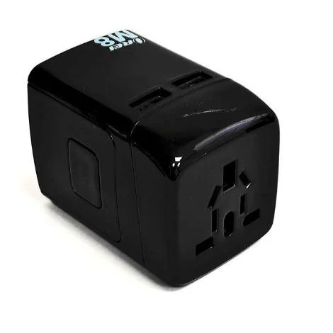 Travel Plug Adapter International World Wide Use with Dual USB Charger - Works in Europe, Asia, Africa, Central Ameri...