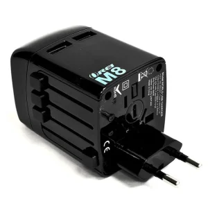 Travel Plug Adapter International World Wide Use with Dual USB Charger - Works in Europe, Asia, Afri - view 2