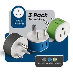 India, Nepal Travel Adapter - 2 in 1 - Type D - Compact Design (US-10) - view 2