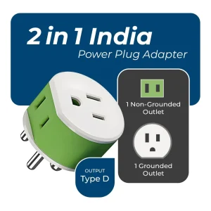 India, Nepal Travel Adapter - 2 in 1 - Type D - Compact Design (US-10) - view 3