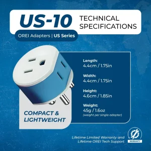 India, Nepal Travel Adapter - 2 in 1 - Type D - Compact Design (US-10) - view 5