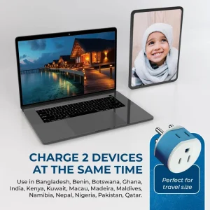 India, Nepal Travel Adapter - 2 in 1 - Type D - Compact Design (US-10) - view 7