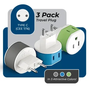 European Travel Adapter - 2 in 1 - Type C - Compact Design (US-9C) - view 2