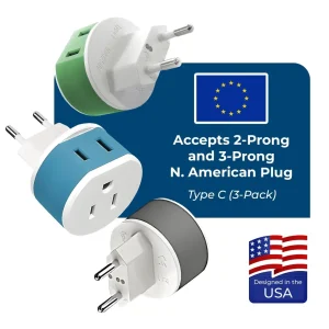 European Travel Adapter - 2 in 1 - Type C - Compact Design (US-9C) - view 4