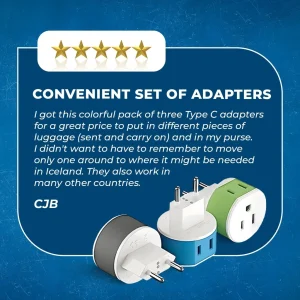 European Travel Adapter - 2 in 1 - Type C - Compact Design (US-9C) - view 9