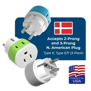 Denmark Travel Adapter - 2 in 1 - Type K - Compact Design (US-20) - view 2