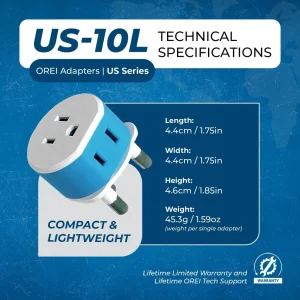 South Africa, Botswana Travel Adapter - 2 in 1 - Type M - Compact Design (US-10L) - view 7