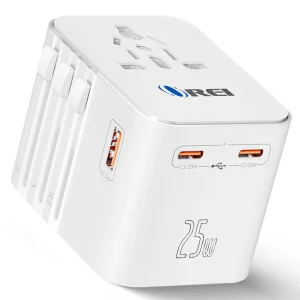 Universal Travel Adapter 25W | 4-in-1 Fast Charging Plug with USB-C & USB-A