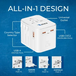 Universal Travel Adapter 25W | 4-in-1 Fast Charging Plug with USB-C & USB-A - view 11