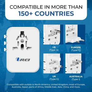 Universal Travel Adapter 25W | 4-in-1 Fast Charging Plug with USB-C & USB-A - view 6
