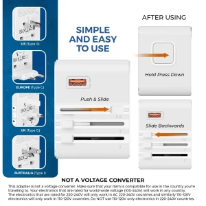 Universal Travel Adapter 25W | 4-in-1 Fast Charging Plug with USB-C & USB-A - view 8