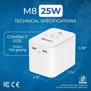 Universal Travel Adapter 25W | 4-in-1 Fast Charging Plug with USB-C & USB-A - view 9