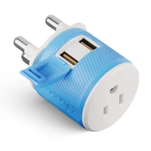South Africa, Botswana Travel Adapter - 3 in 1 - 2 USB - Type M - Compact Design (U2U-10L)