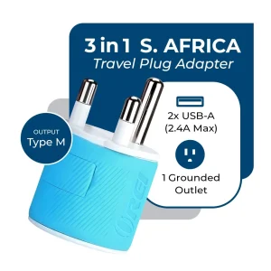 South Africa, Botswana Travel Adapter - 3 in 1 - 2 USB - Type M - Compact Design (U2U-10L) - view 2
