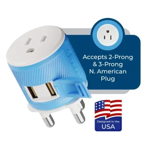 South Africa, Botswana Travel Adapter - 3 in 1 - 2 USB - Type M - Compact Design (U2U-10L) - view 3