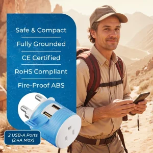 South Africa, Botswana Travel Adapter - 3 in 1 - 2 USB - Type M - Compact Design (U2U-10L) - view 8