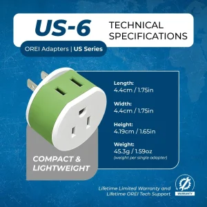 Japan, Philippines Travel Adapter - 2 in 1 - Type A - Compact Design (US-6) - view 10